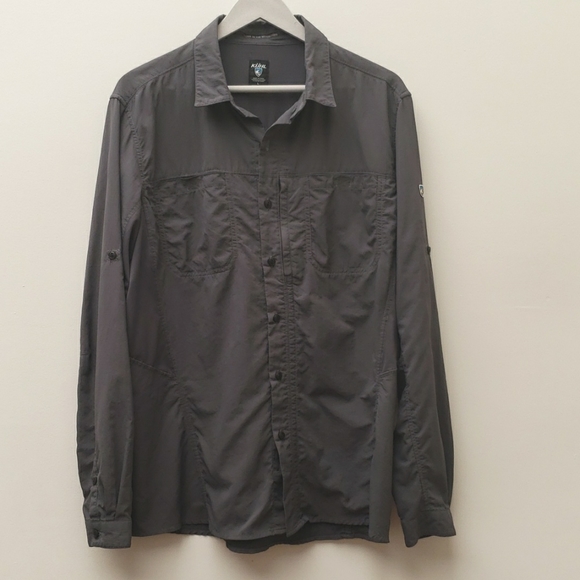 Kuhl Shirts Kuhl Invoke Mens Large Gray Long Sleeve Roll Tab Shirt